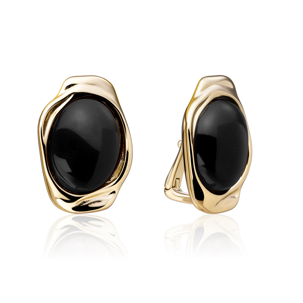 Sparkling Jewels Oorbellen Flow Onyx EAG53-G07 Goudkleurig
