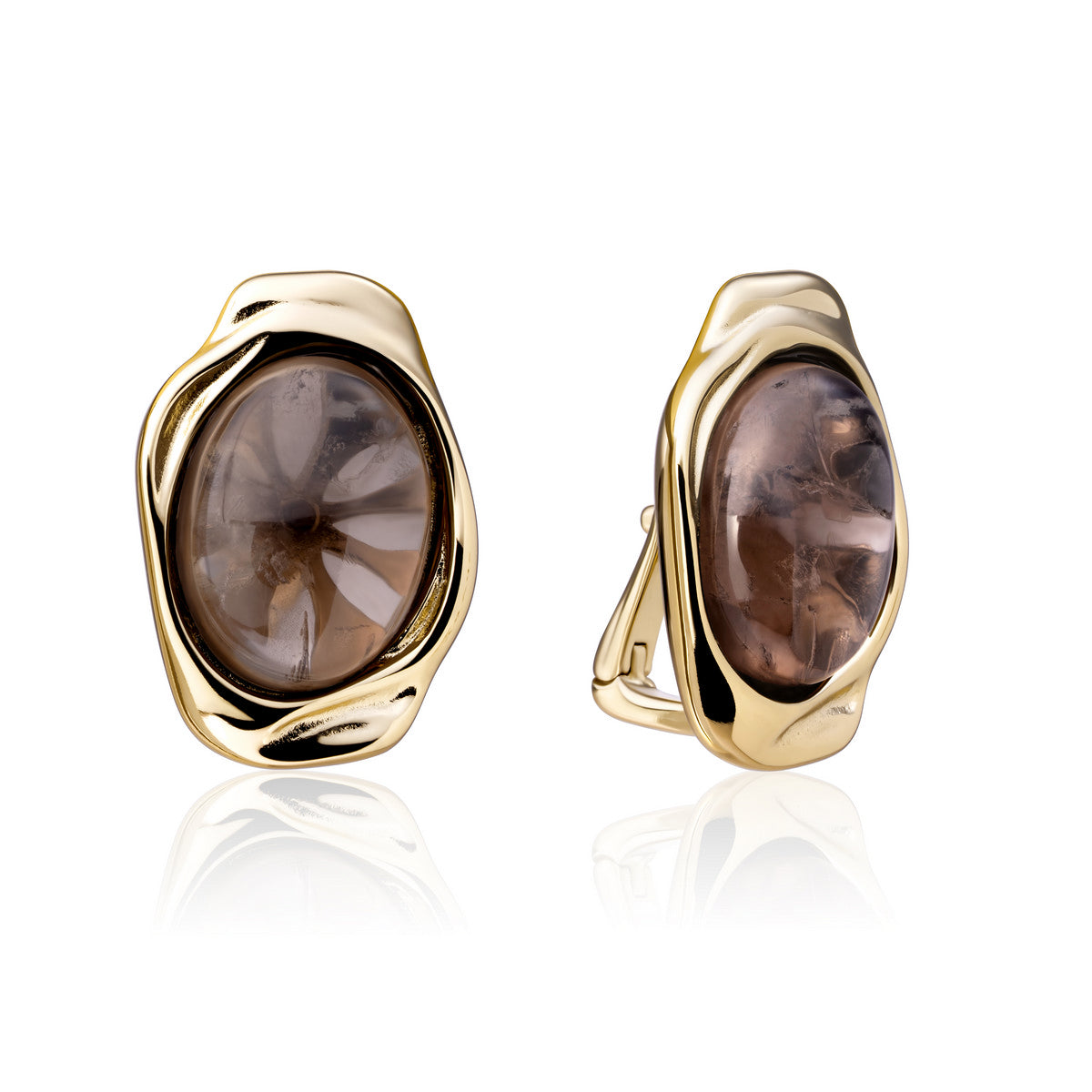 Sparkling Jewels Oorbellen Flow Rookkwarts EAG53-G23 Goudkleurig