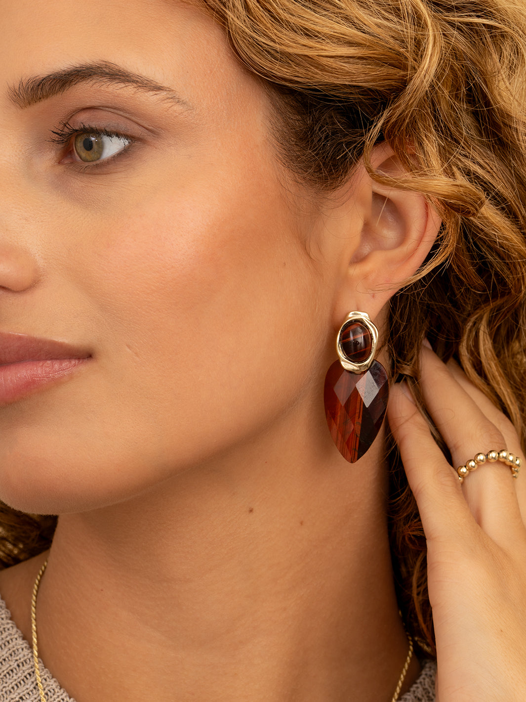 Sparkling Jewels Oorstenen Blossom Rode Tijgeroog EAGEM15-BS