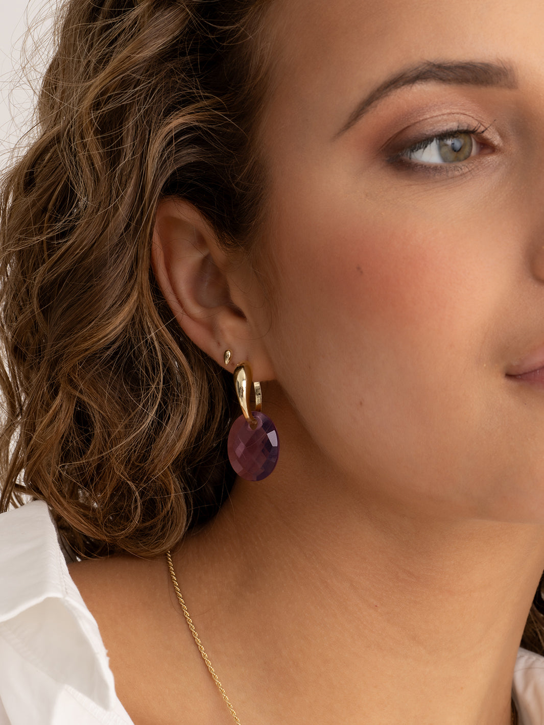 Sparkling Jewels Oorstenen Medium Oval Aubergine Kwarts EAGEM59-MO