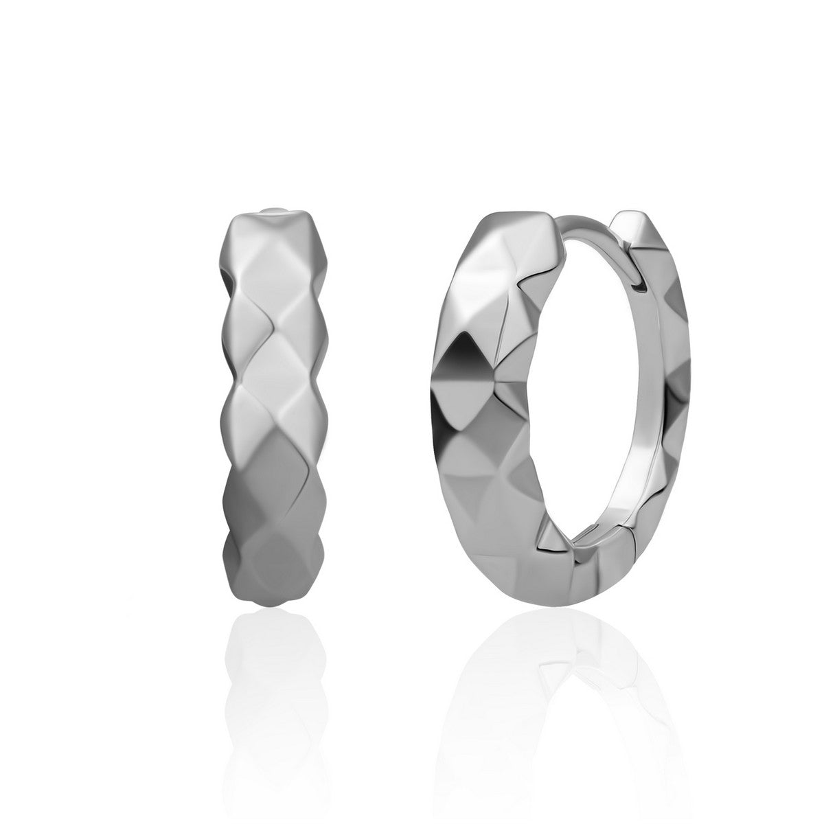 Sparkling Jewels Oorbellen Multi Edge Huggies EAS29 Zilverkleurig