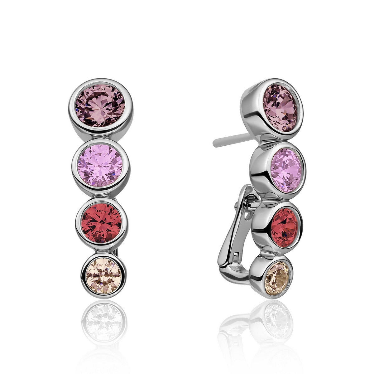 Sparkling Jewels Oorbellen Zirkonia EAS36-MULTI02 Zilverkleurig