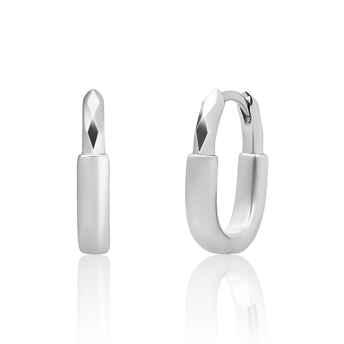 Sparkling Jewels Oorbellen Square Edge Huggies EAS51 Zilverkleurig