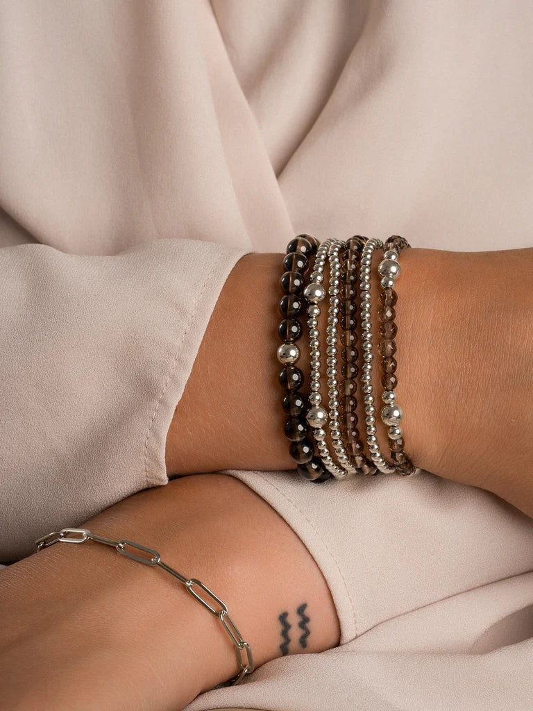 Sparkling Jewels Armband Rookkwarts BLK01S-G23 Zilverkleurig
