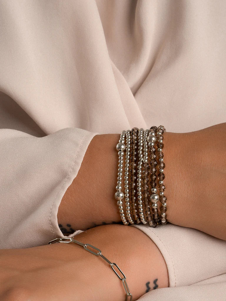 Sparkling Jewels Armband Rookkwarts BLK01S-G23 Zilverkleurig