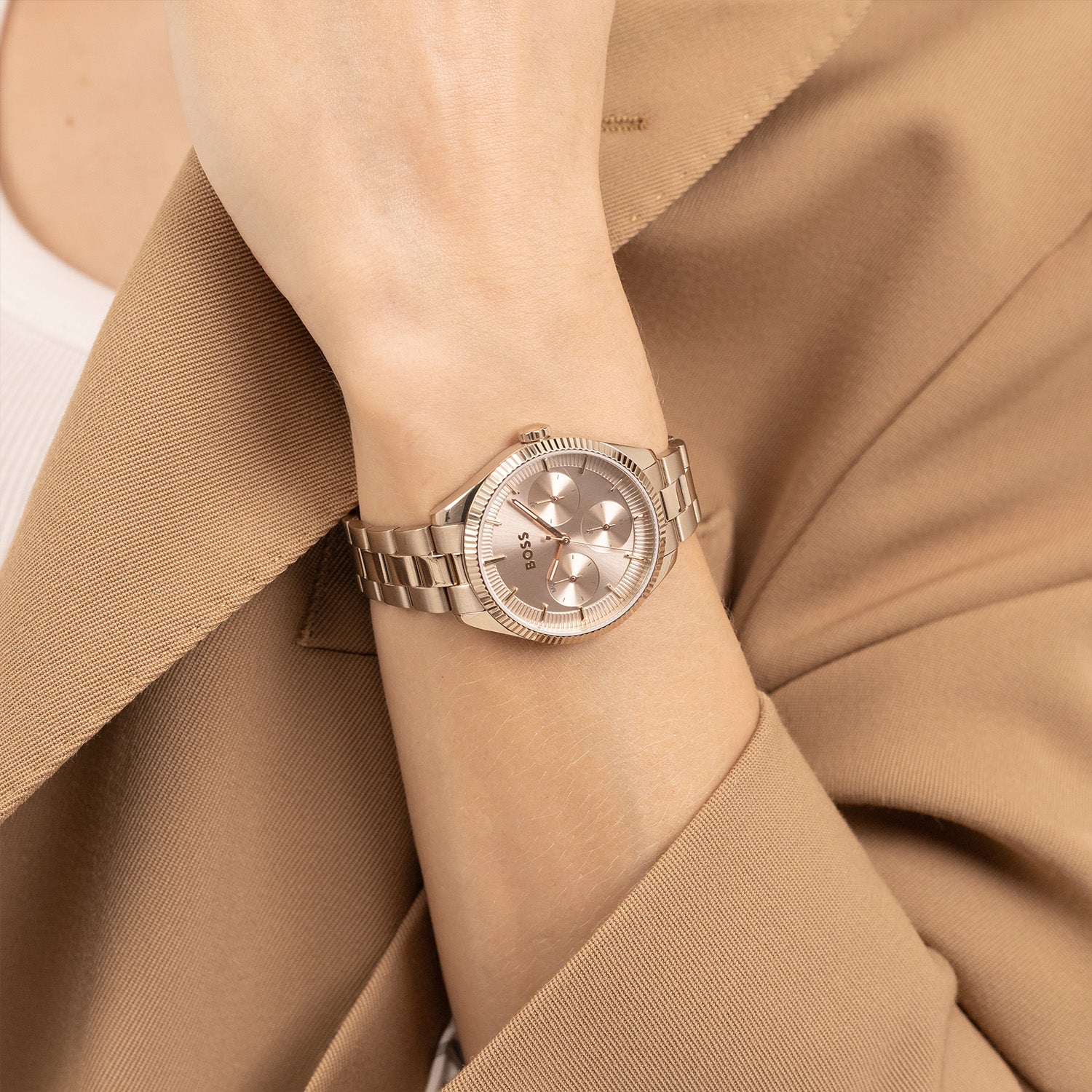 Hugo Boss Dames Horloge HB1502801 34 mm Crème