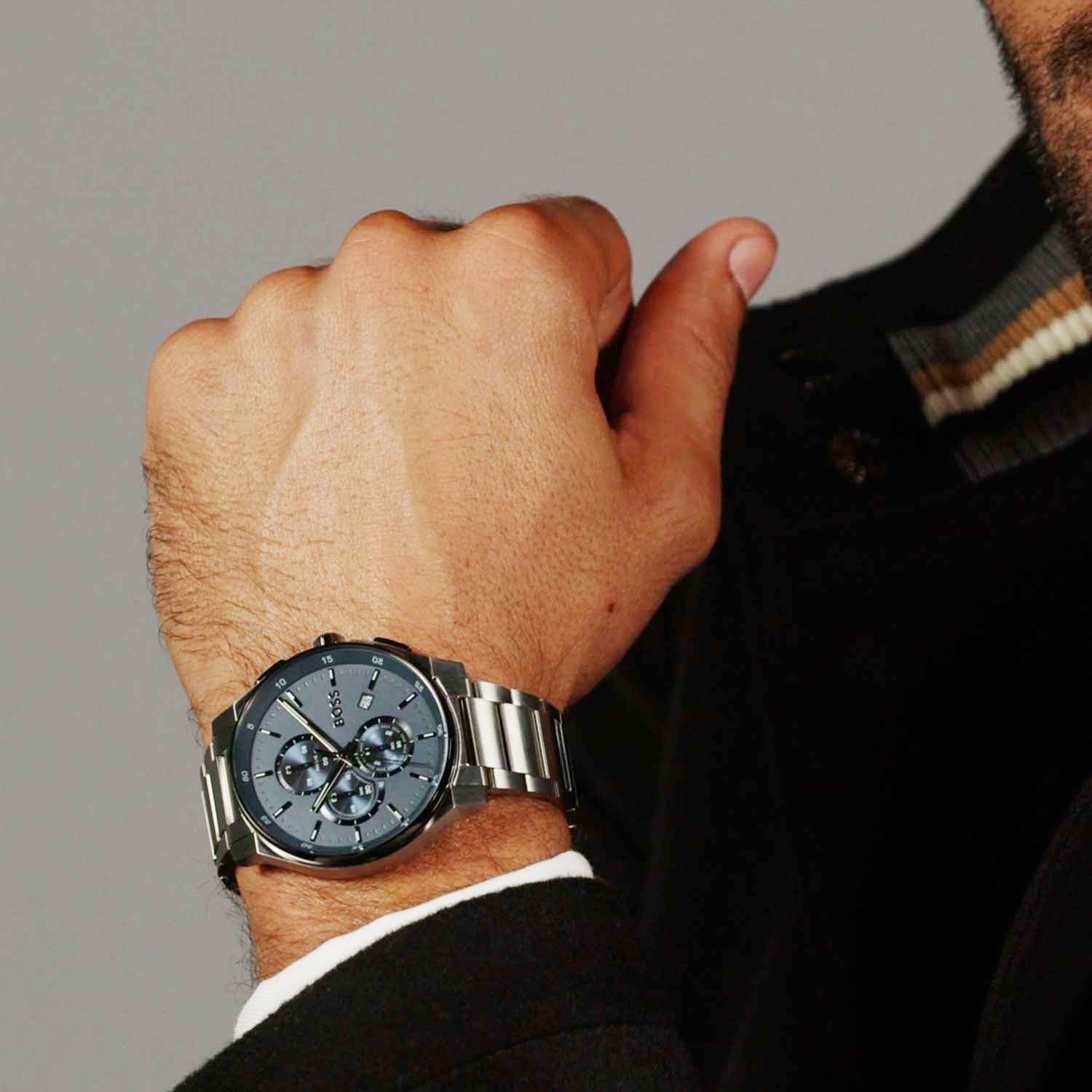Hugo Boss Heren Horloge HB1514189 44 mm Zilverkleurig
