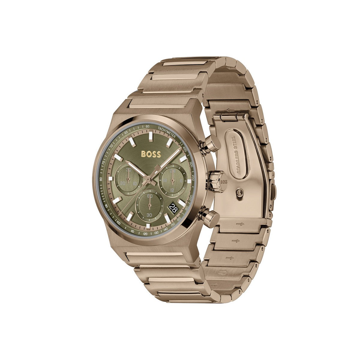 HUGO CANDOR CHRONO Herenhorloge HB1514222 – 41 mm – Goud & Groen zijaanzicht