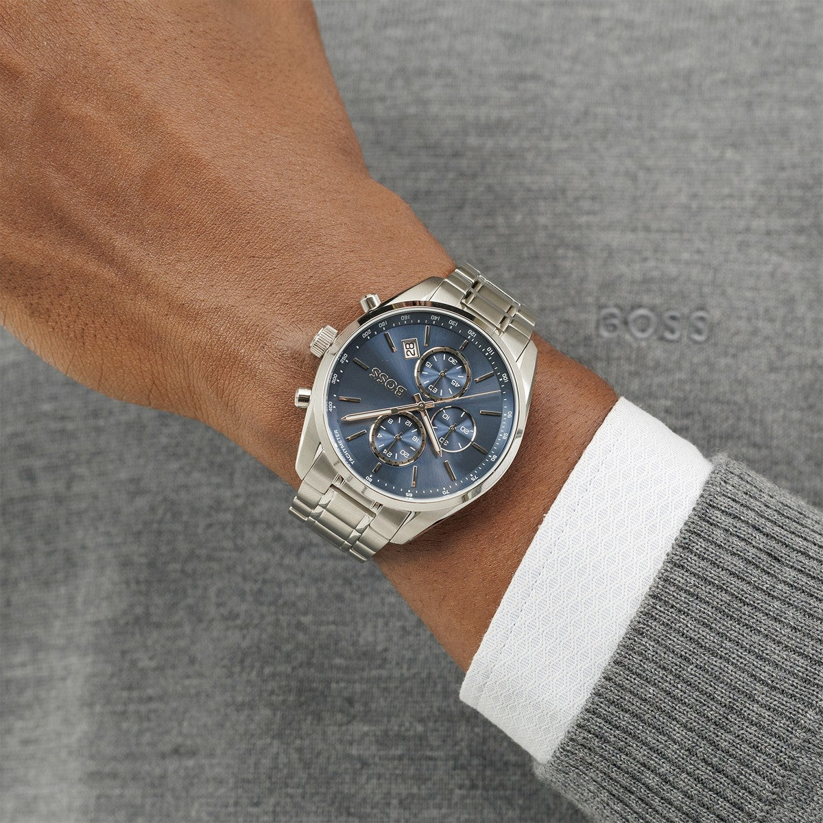Hugo Boss Heren Horloge HB1514226 44 mm Zilverkleurig