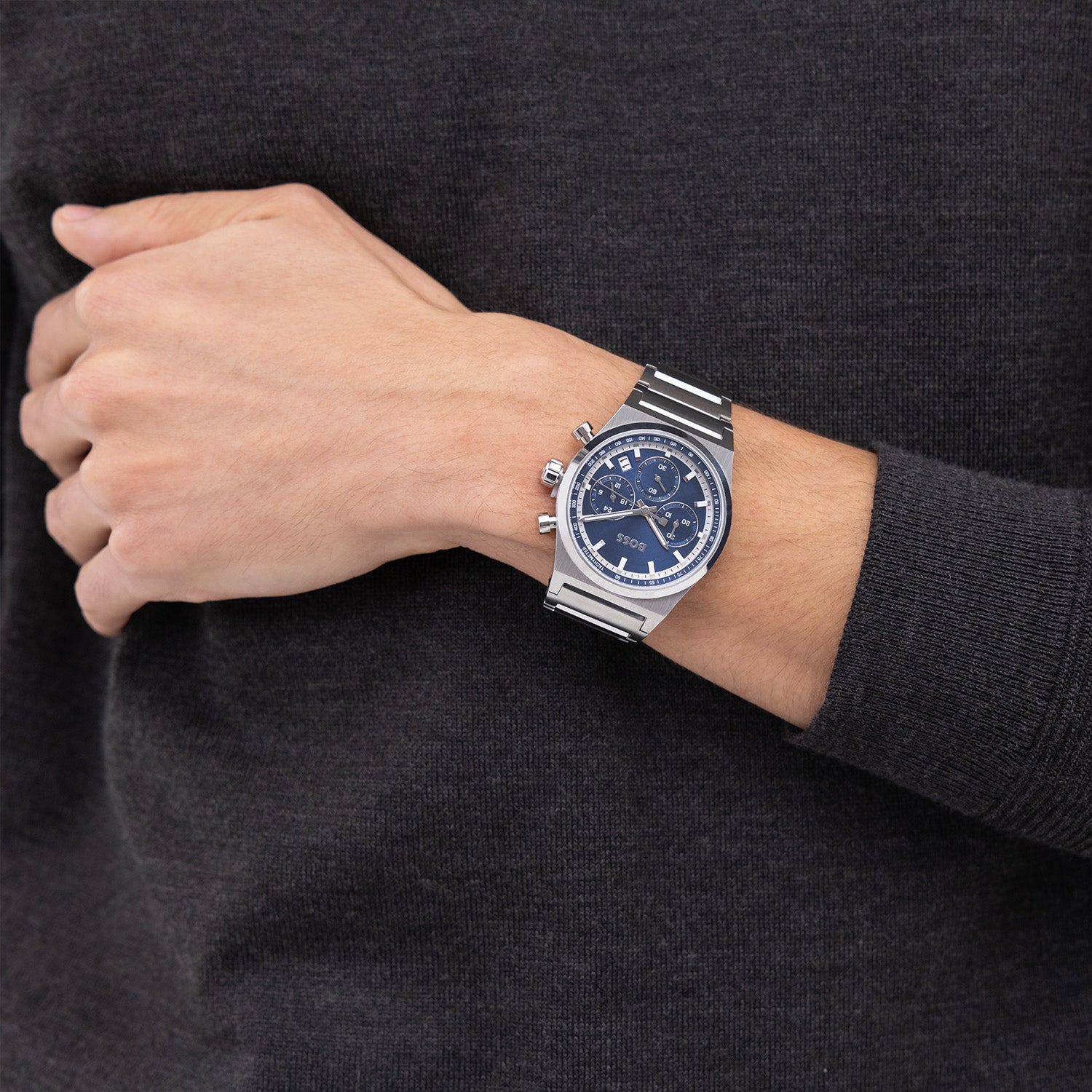 Hugo Boss Heren Horloge HB1514250 41 mm Zilverkleurig