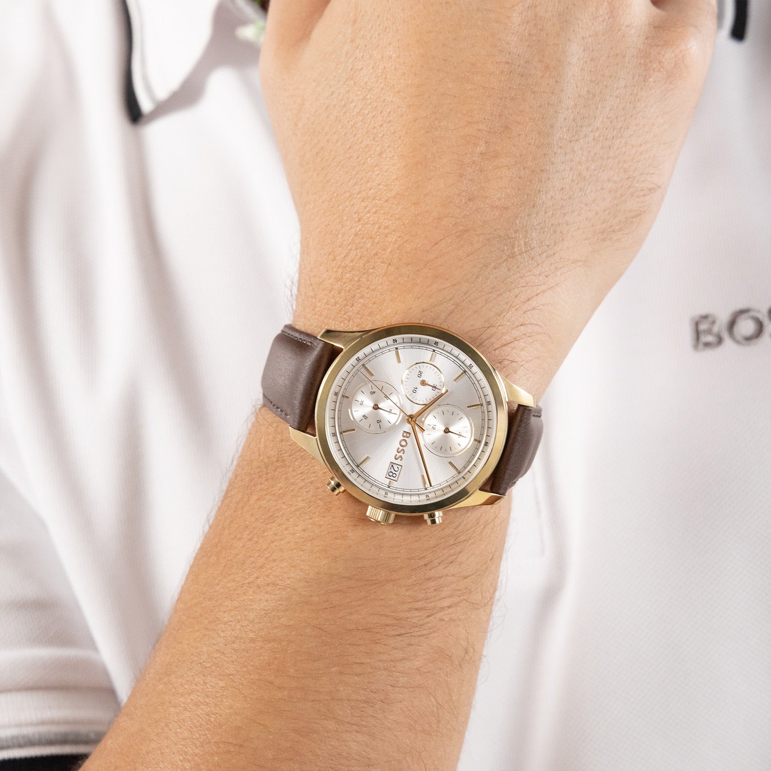 Hugo Boss Heren Horloge HB1514327 41 mm Goudkleurig