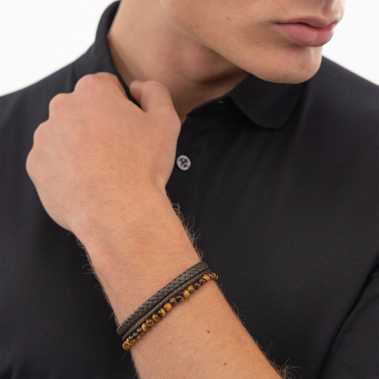 Hugo Boss Armband HBJ1580787 Heren Bruin 19 cm