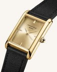Rosefield horloge HCBLG-H07 Heirloom Modern Champagne Dial Gold Black Leather - PansiteNederland.nl