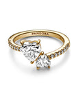 Pandora Dubbel hart sprankelende ring 161198C01, exclusief en kwalitatief hoogwaardig. Ontdek nu!