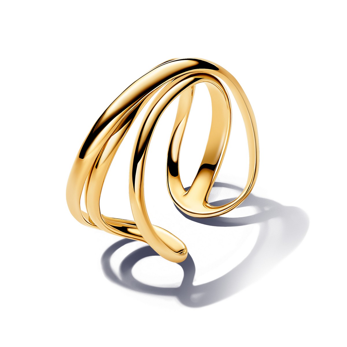 Pandora Organisch Gevormde Drievoudige Band Open Ring goudverguld - 163284C00