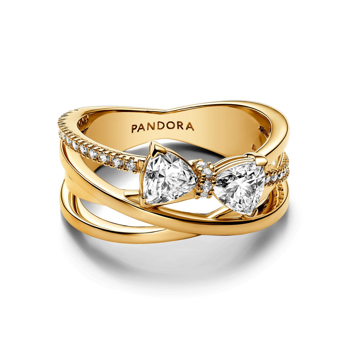 Pandora Sprankelende strik & vervlochten banden ring goudverguld - 163511C01