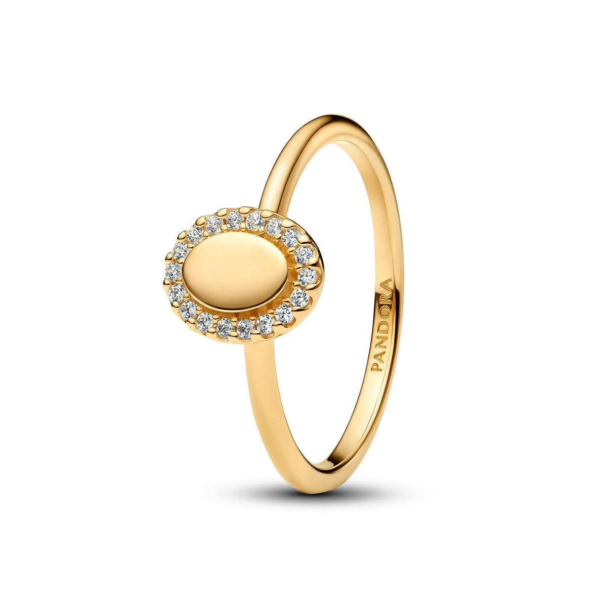 Pandora Graveerbare Ovale Halo Ring goudverguld - 163800C01
