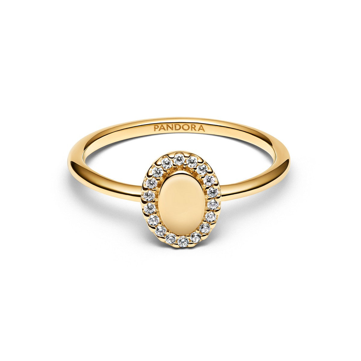 Pandora Graveerbare Ovale Halo Ring goudverguld - 163800C01