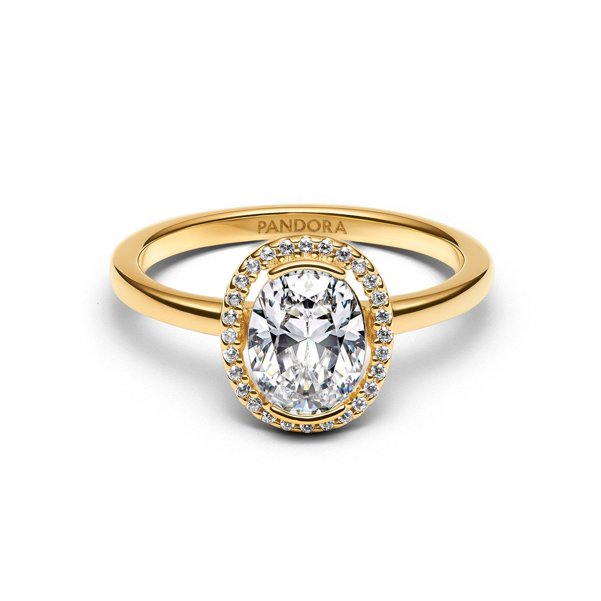 Pandora Ovale Sprankelende Halo Ring goudverguld - 163802C01