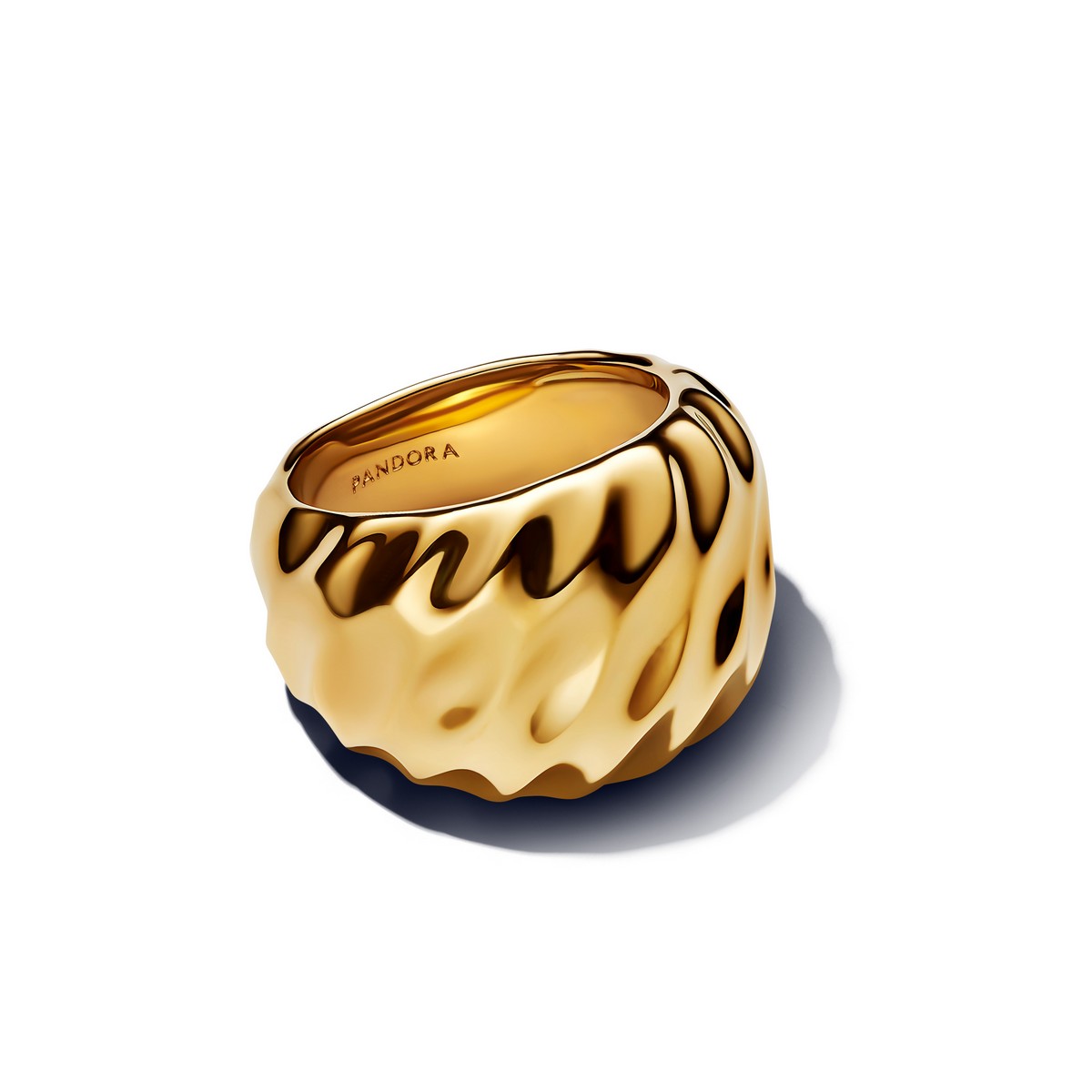 Pandora Geribbelde statement ring goudverguld - 163884C00