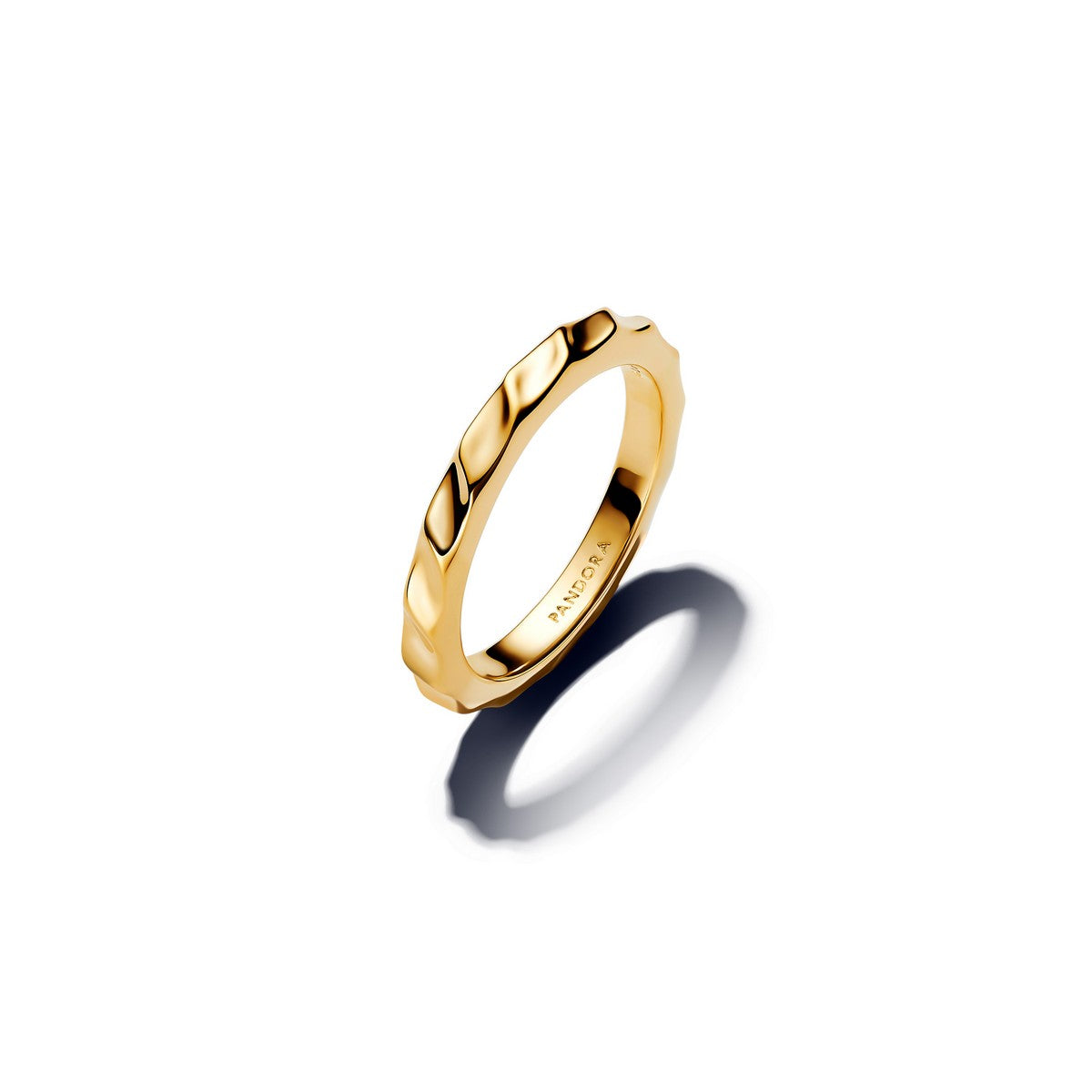 Pandora Geribbelde Band Ring goudverguld - 163885C00