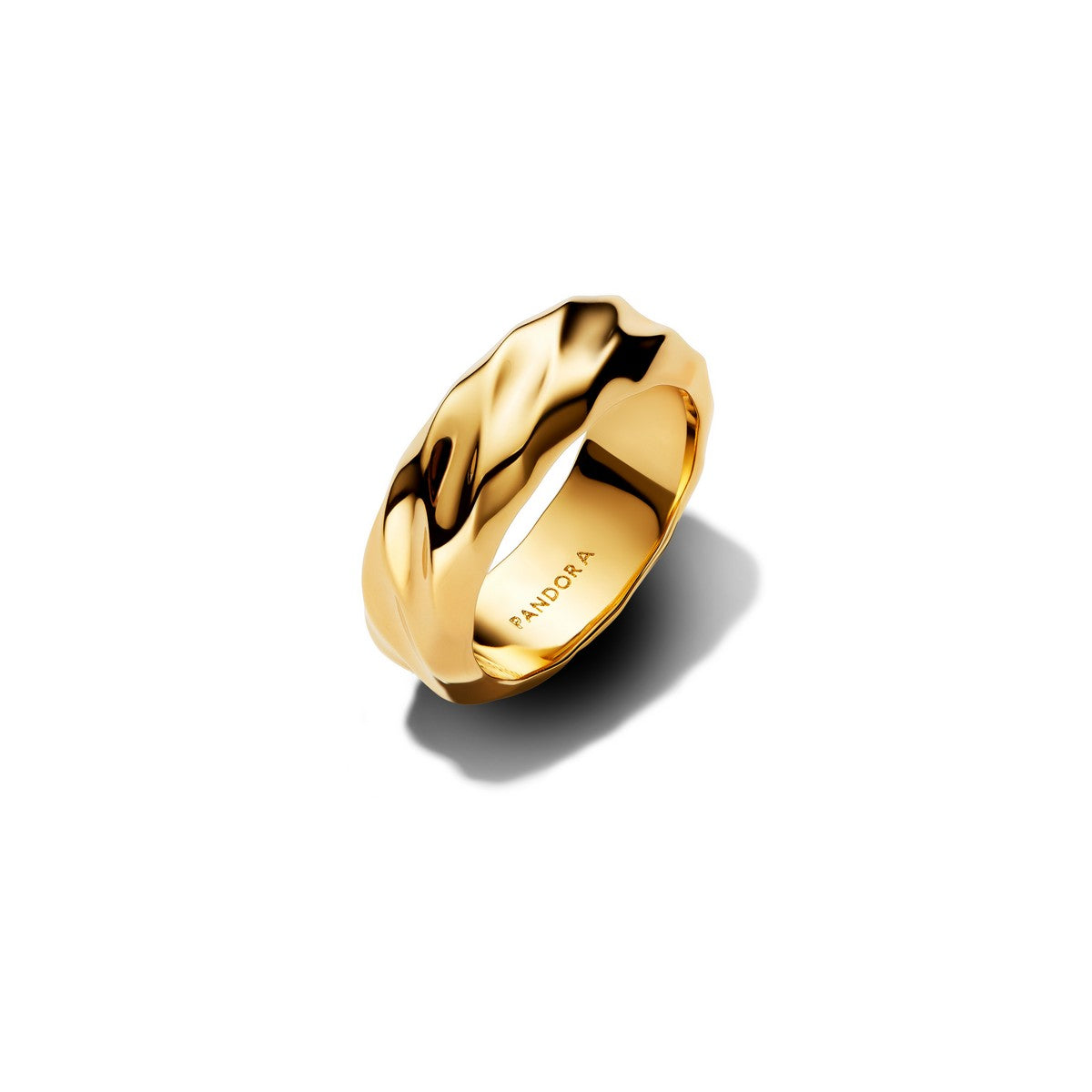 Pandora Geribbelde Brede Band Ring goudverguld - 163886C00