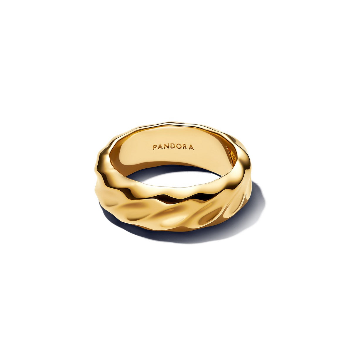 Pandora Geribbelde Brede Band Ring goudverguld - 163886C00