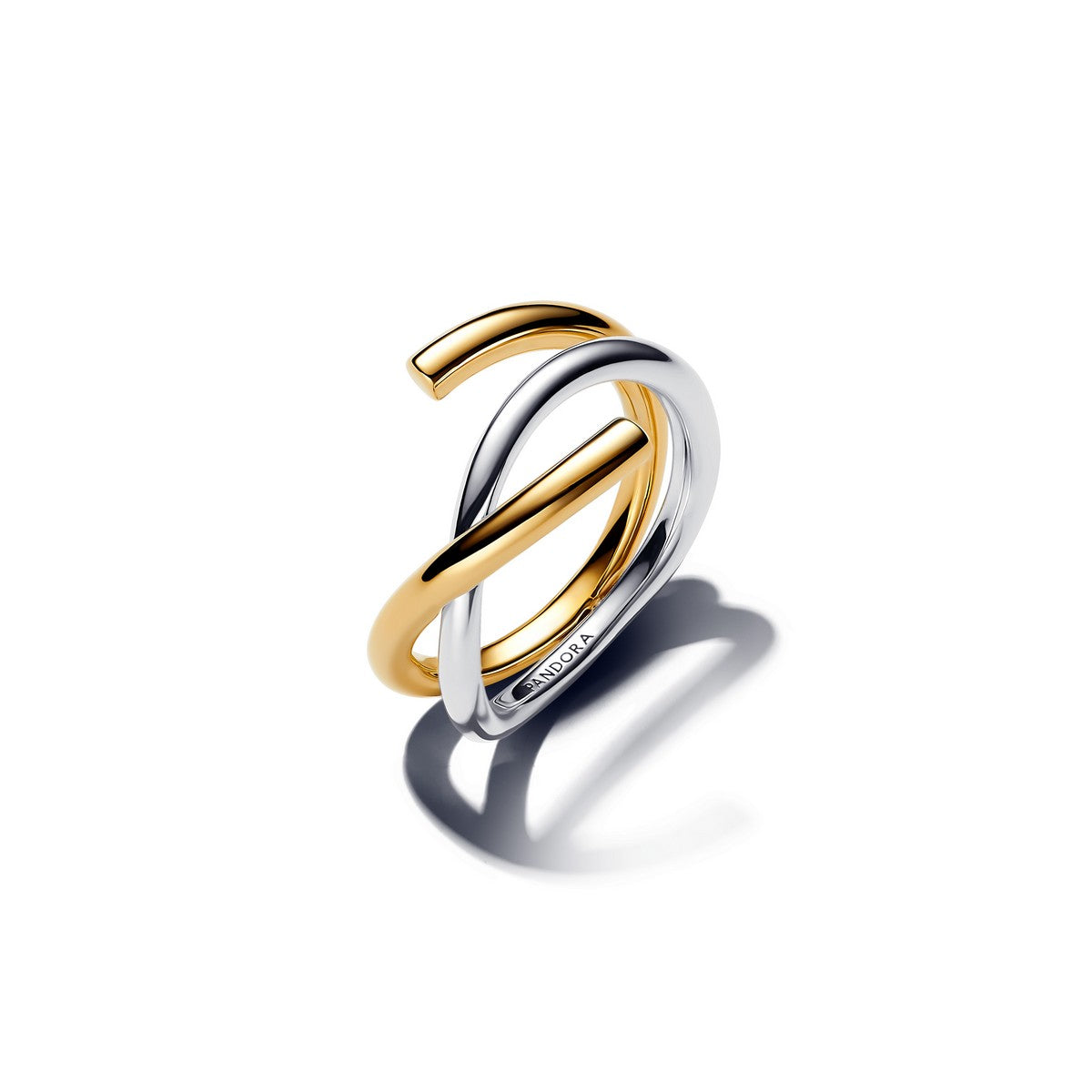 Pandora Organisch Gevormde Tweekleurige Dubbele Ring bicolor zilver en goudverguld - 163889C00