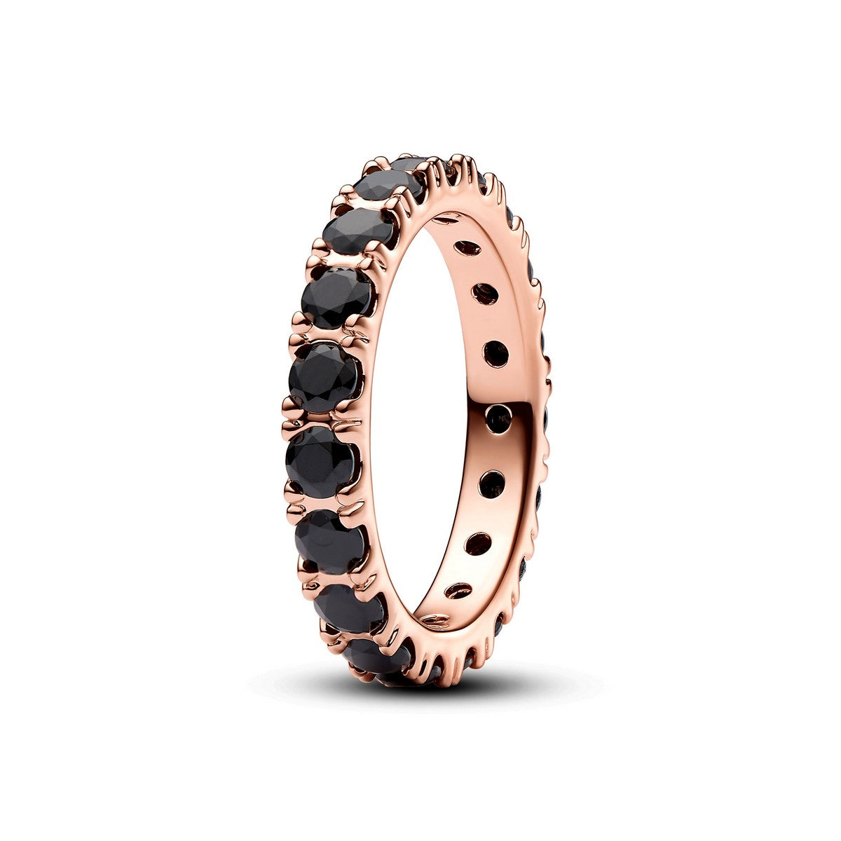 Pandora 14k Rosé Goud Vergulde Ring met Zwarte Kristal 180050C02 - PansiteNederland.nl
