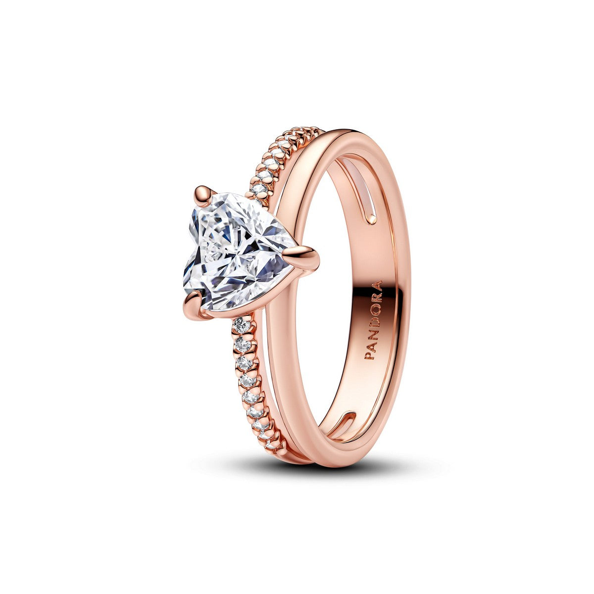 Pandora Dubbele Band Ring Met Hart roségoudverguld - 183100C01