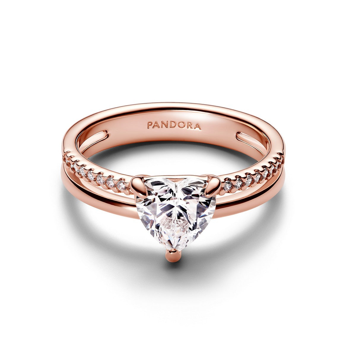 Pandora Dubbele Band Ring Met Hart roségoudverguld - 183100C01