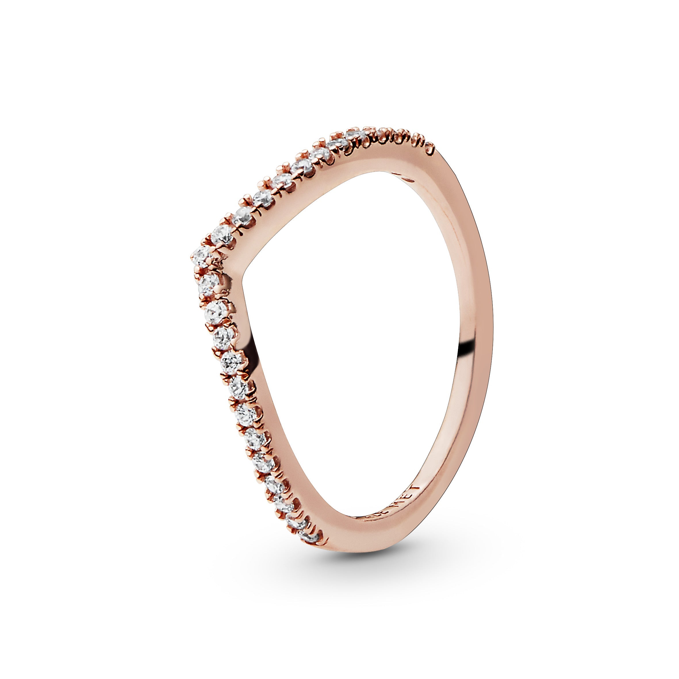 Pandora Sprankelende Wishbone Ring roségoudverguld - 186316CZ