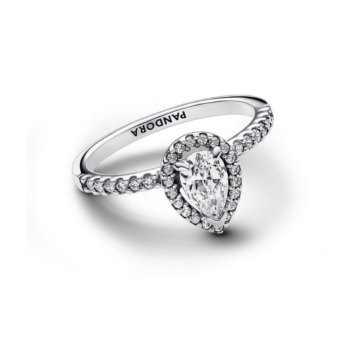 Pandora Sprankelende Peer Halo Ring zilver - 192835C01