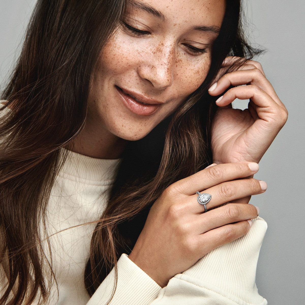 Pandora Sprankelende Peer Halo Ring zilver - 193012C01