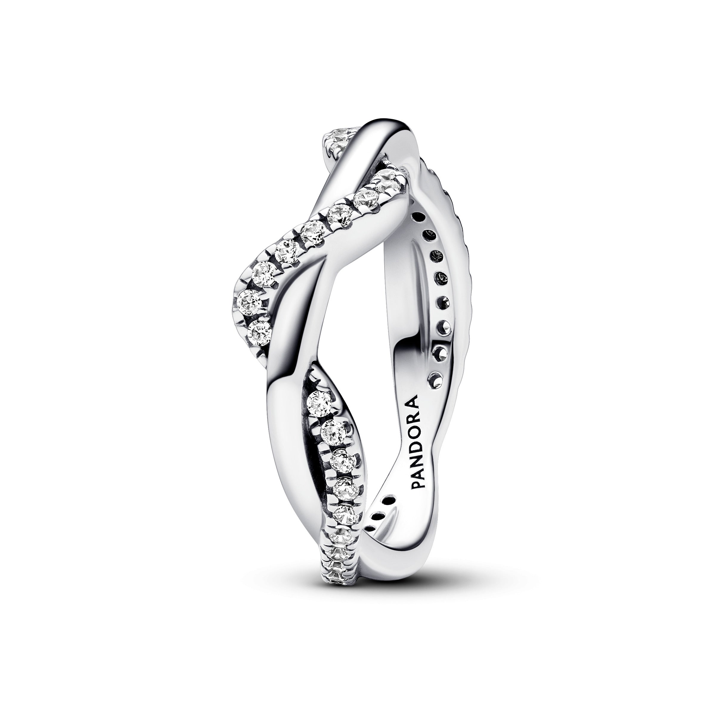 Pandora Sprankelende ring verstrengelde golf zilver - 193098C01
