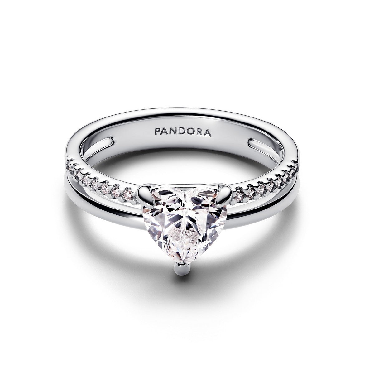 Pandora Dubbele Band Ring Met Hart zilver - 193100C01
