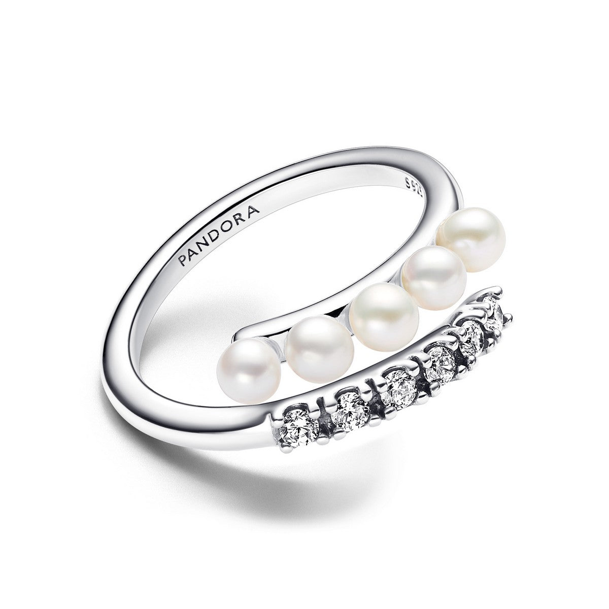 Pandora Behandelde gecultiveerde zoetwaterparels & Pavé Open Ring zilver - 193145C01