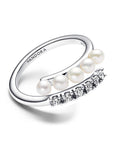Pandora Zilver Open Ring met Zoetwaterparel en Helder Zirkonia 193145C01 - PansiteNederland.nl