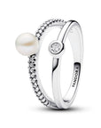 Pandora  Zilveren Ring met Zoetwaterparel en Helder Zirkonia 193147C01 - PansiteNederland.nl