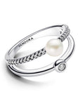 Pandora  Zilveren Ring met Zoetwaterparel en Helder Zirkonia 193147C01 - PansiteNederland.nl