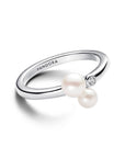 Pandora  Zilveren Ring met Zoetwaterparel en Helder Zirkonia 193156C01 - PansiteNederland.nl