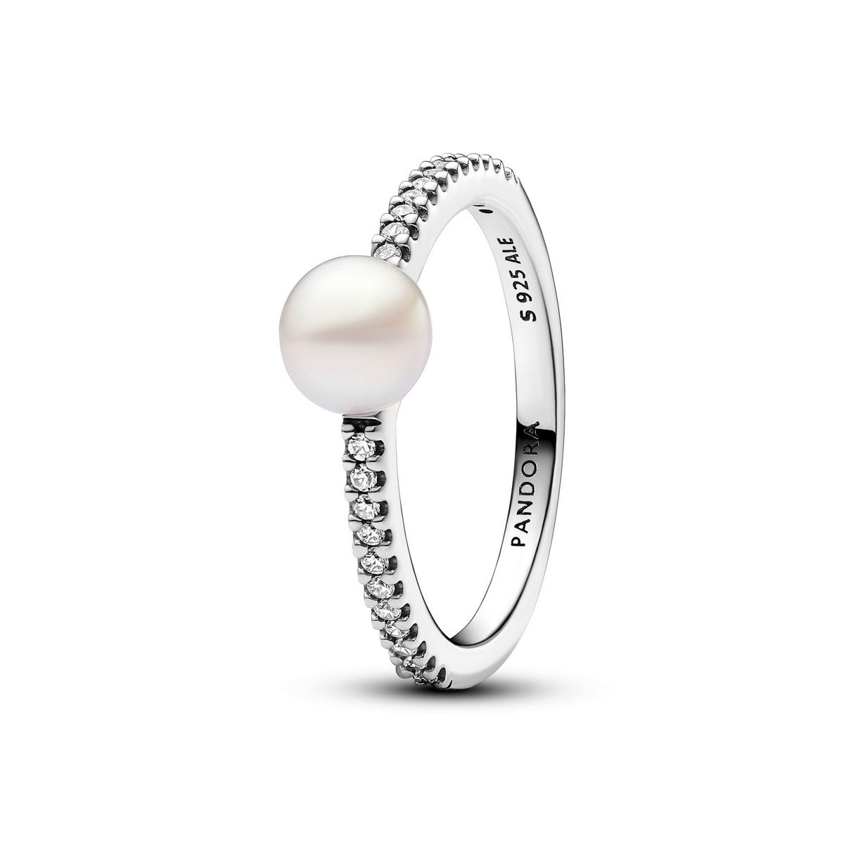 Pandora Behandelde Gecultiveerde Zoetwaterparel en Pavé Ring zilver - 193158C01