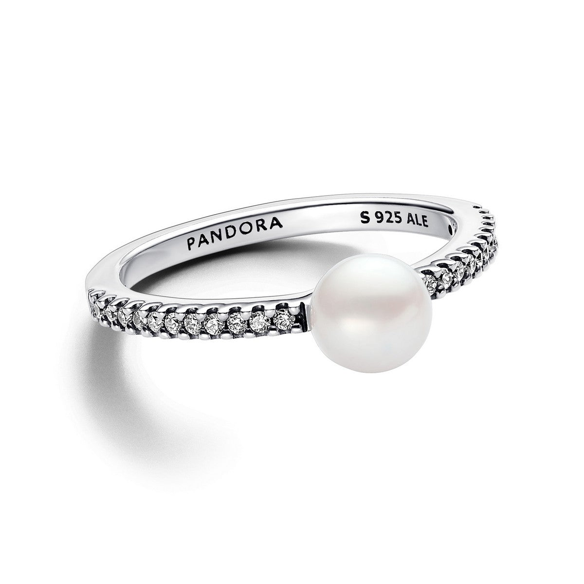 Pandora Behandelde Gecultiveerde Zoetwaterparel en Pavé Ring zilver - 193158C01