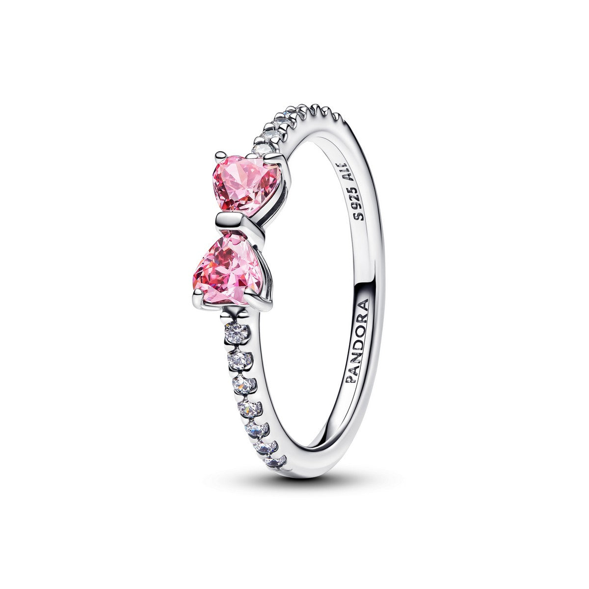 Pandora Sprankelende ring met roze strik zilver - 193510C01