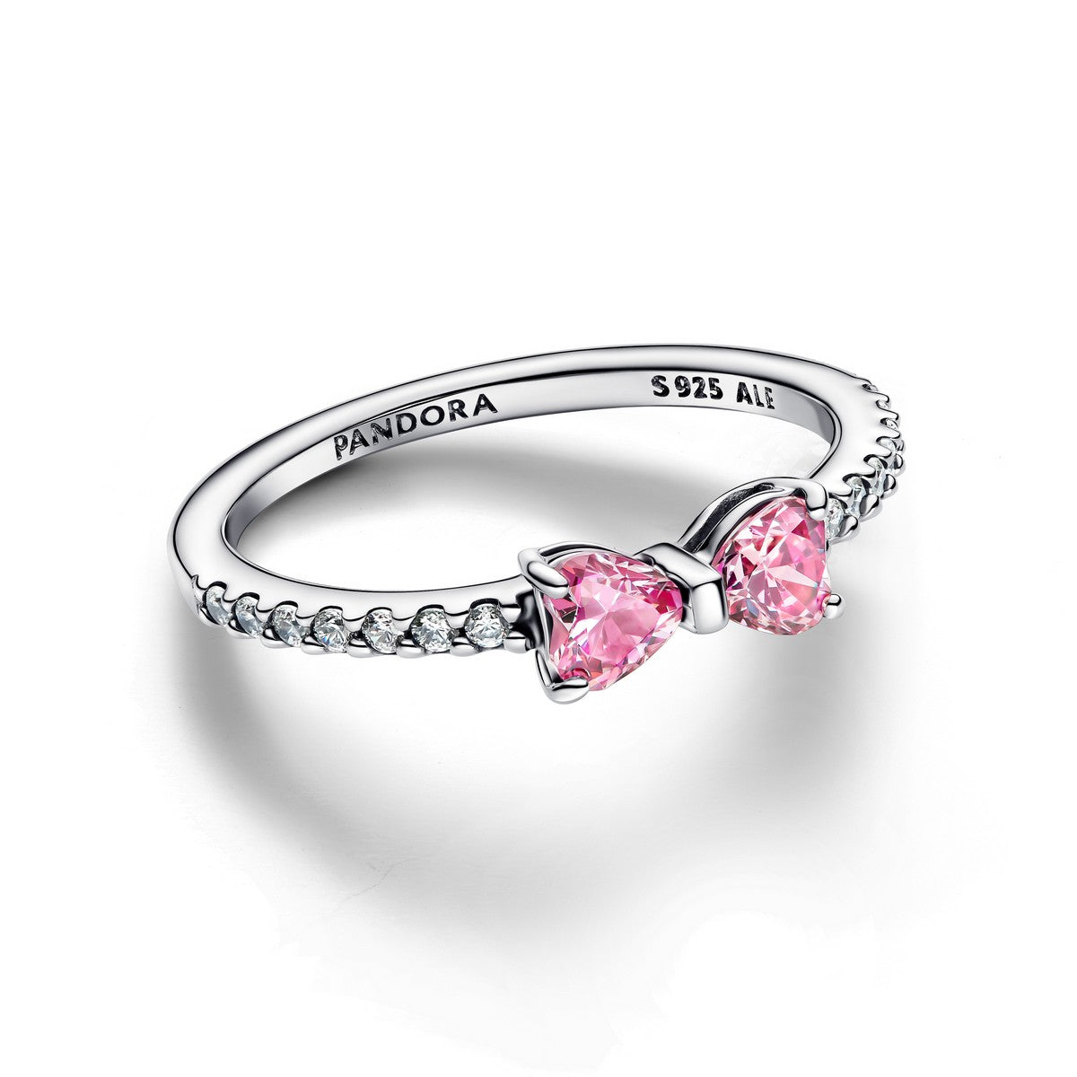 Pandora Sprankelende ring met roze strik zilver - 193510C01