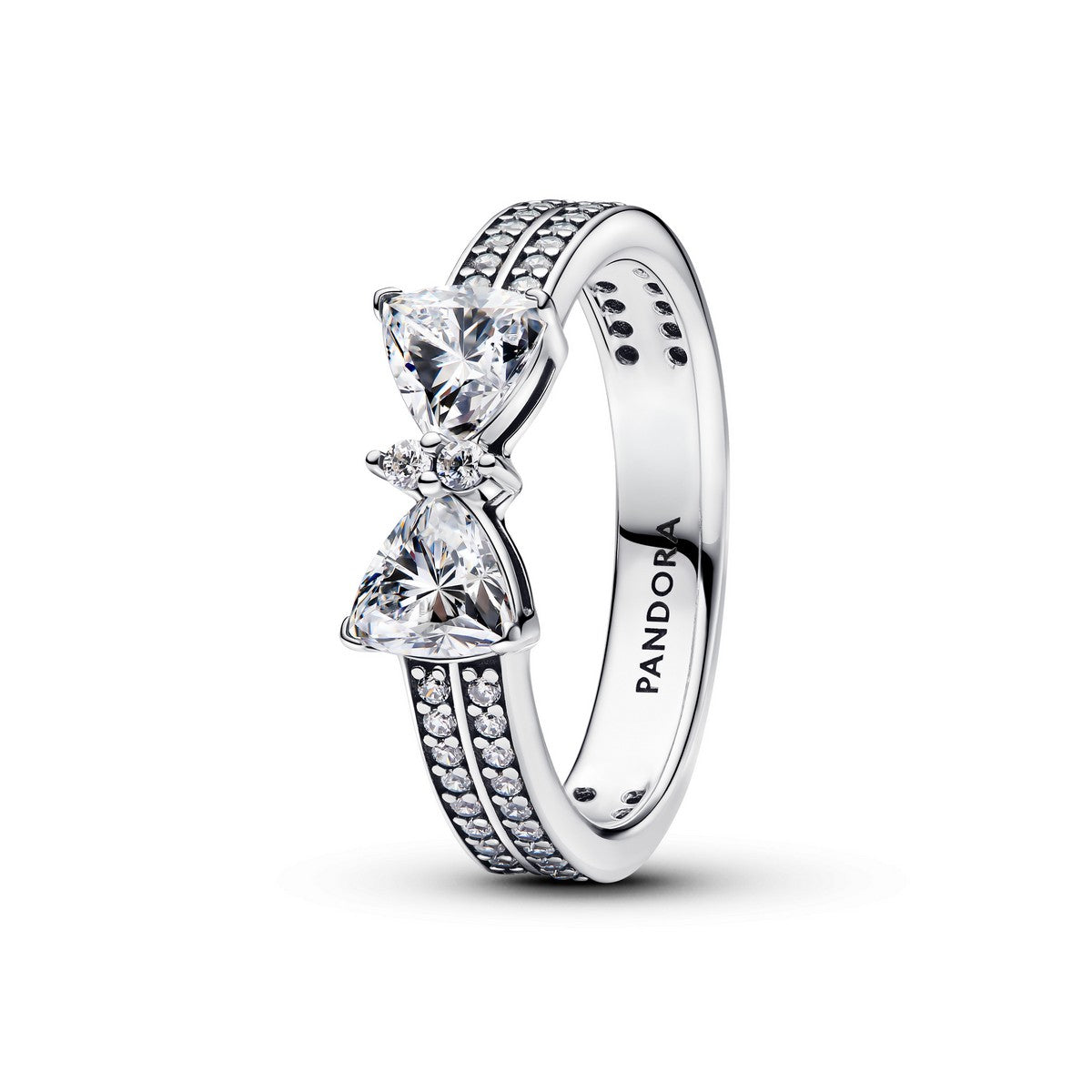 Pandora Sprankelende ring met strik en dubbele band zilver - 193552C01
