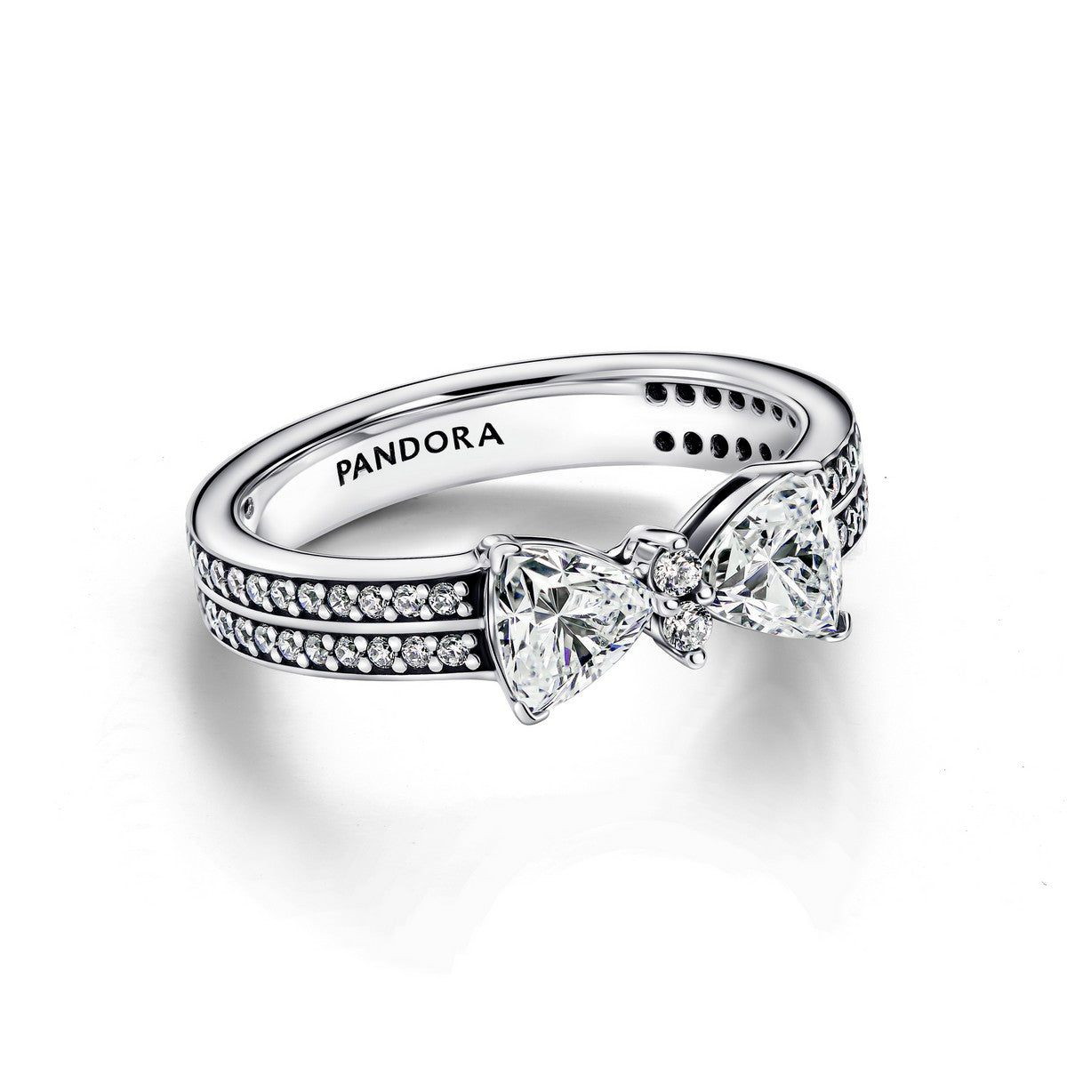 Pandora Sprankelende ring met strik en dubbele band zilver - 193552C01