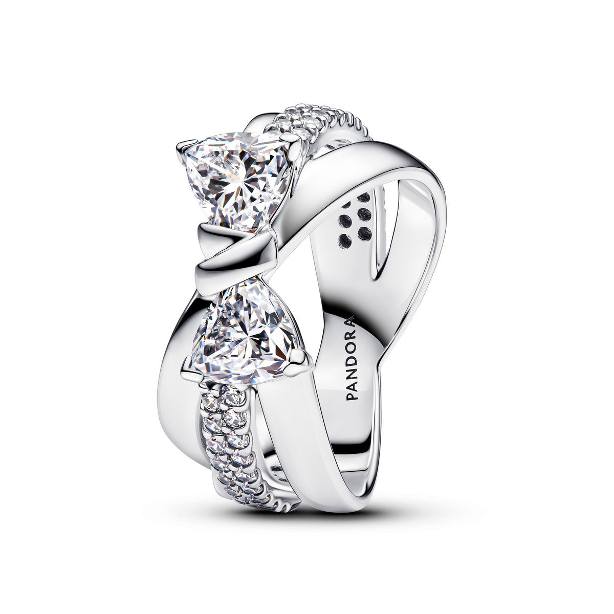 Pandora Sprankelende ring met strik en vervlochten banden zilver - 193553C01