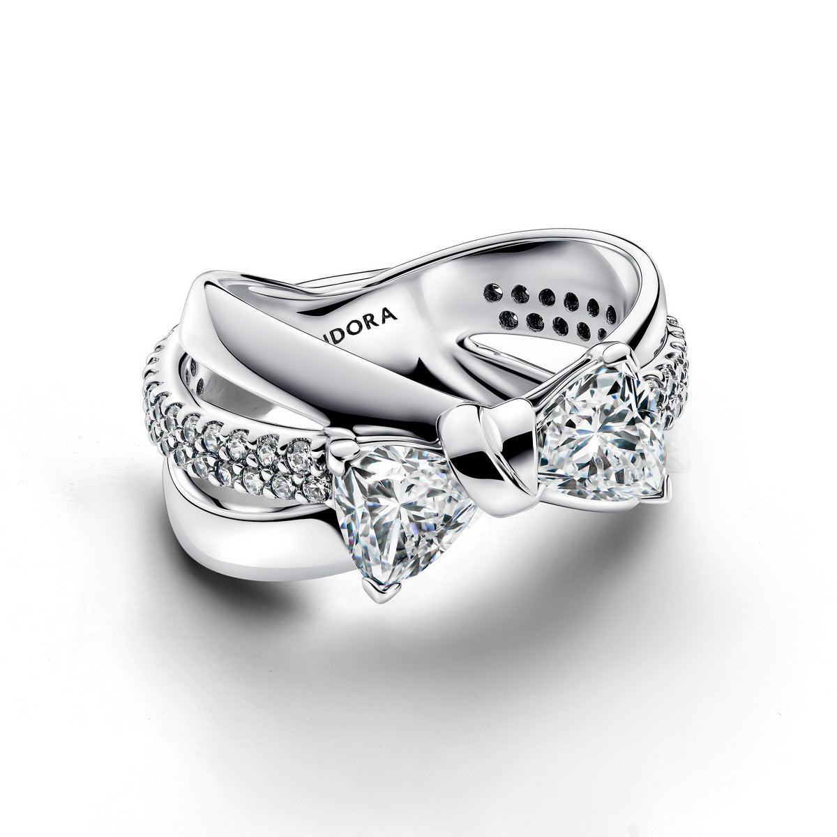 Pandora Sprankelende ring met strik en vervlochten banden zilver - 193553C01