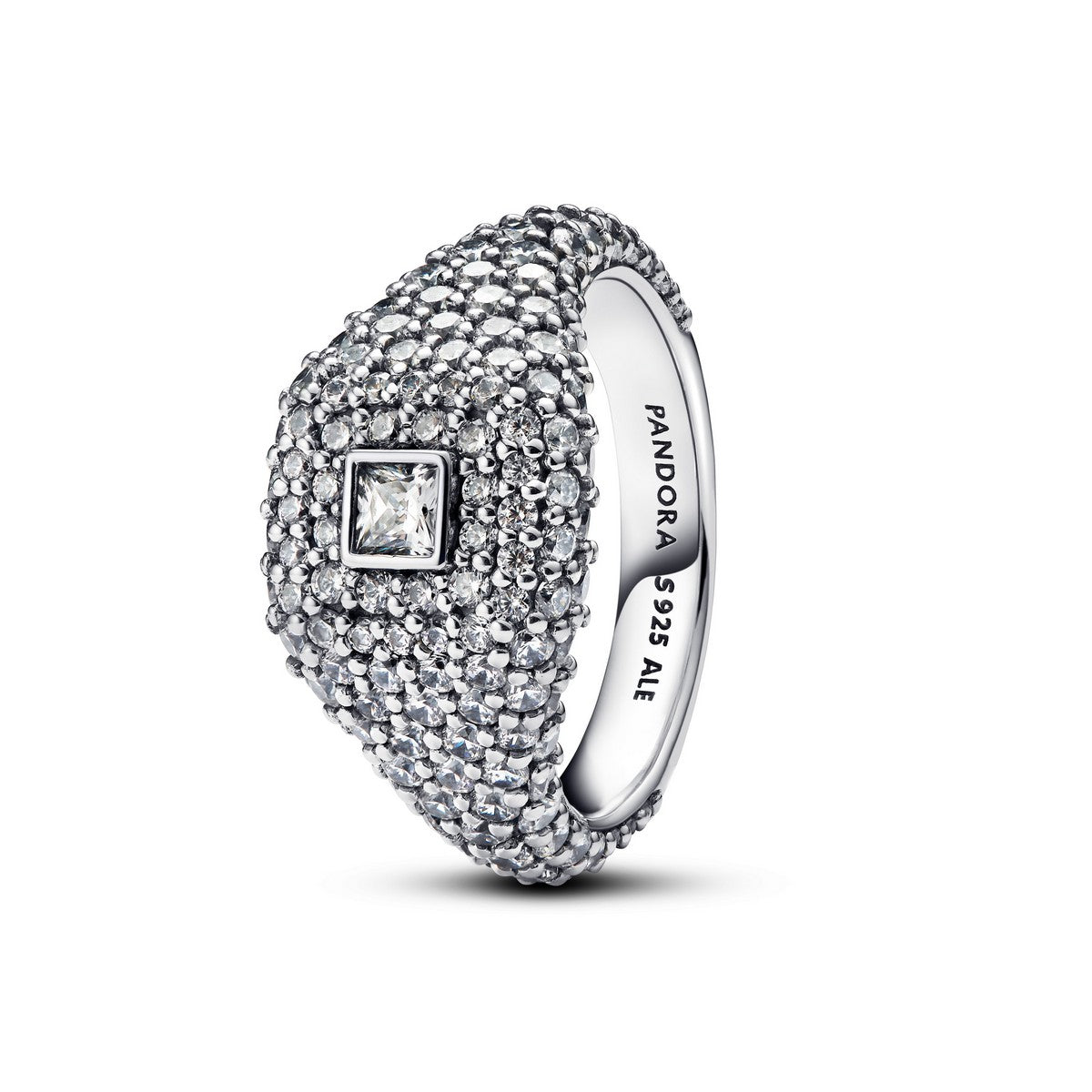 Pandora Cocktailring met vierkant van pavé zilver - 193556C01